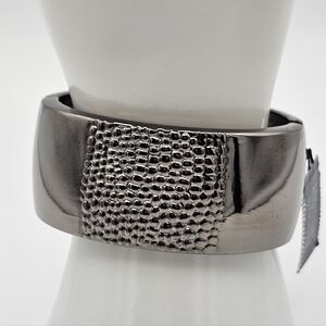 Additions by Chico’s Gunmetal Textured Wide Bangle Bracelet NWT